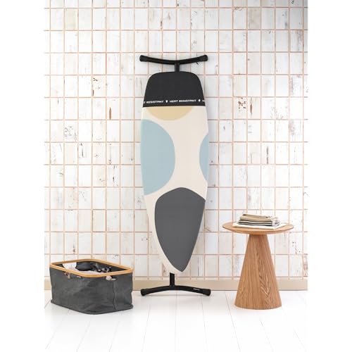 Image of Brabantia Premium Ironing Board with Heat Resistant Parking Zone | X-Large (Size D) | Fairtrade Bubbles | Tall & Wide, Adjustable Height (31-40 inch), Easy Fold, Anti-Collapse Lock, Non-Slip Feet