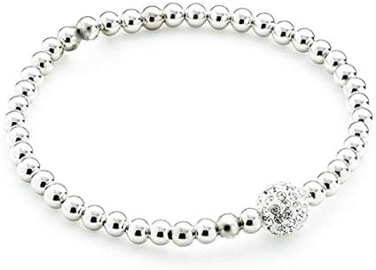 Fashion Stretchy Bracelets with Silver Beads and Disco Ball
