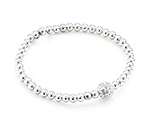 Hemasa Fashion Stretchy Bracelets with Silver Beads and Disco Ball