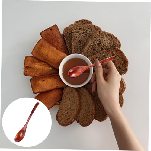 ERINGOGO 6個 天然木製木目調スープスプーン 厚手で割れにくい耐熱仕様 食品 無塗装 調理や鍋料理に ホームレストラン用