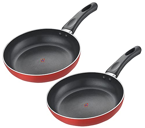 Fun Homes Aluminium Nonstick Skillet Granite Coating Frying Pan (Black, Standard, 31cm x 16cm x 3cm)- Pack of 2