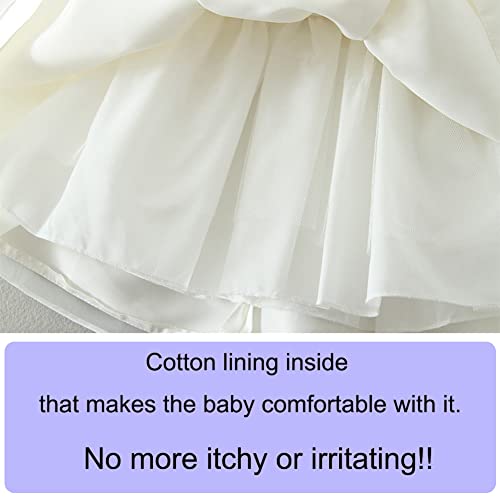 Babycheer Christening Dress Baby Girls Ruffle Lace Skirt Baptism Dedication Blessing Gown Flower Girl Sleeveless Dresses (15-20 Months) #TOP4