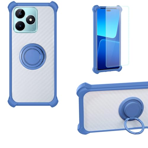 jioeuinly Case Compatible for Realme C51s Phone Case Cover PC backplane + Silicone Soft Frame Cover [360 Metal Ring, Magnetic Car Mount] CSKB-LAN