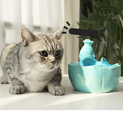 Fuente eléctrica de agua para gatos de cerámica azul
