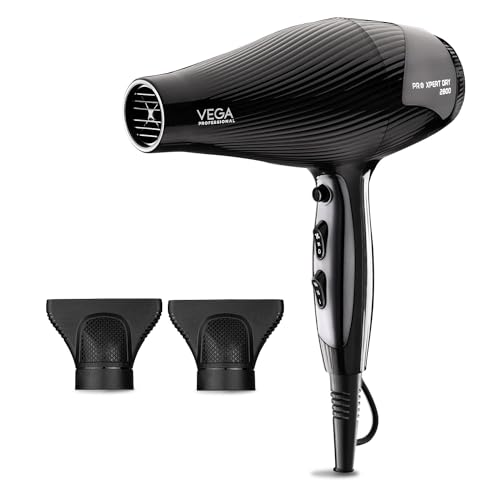 VEGA PROFESSIONAL Pro Xpert Dry 2800W Hair Dryer for Salon Like Hair | Professional Blow Dryer with Combination of 4 Heat & 2 Speed Settings & Cool Shot Button | Black | (VPPHD-10)