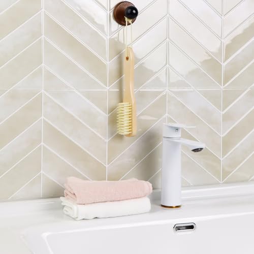 Image of Stick Tiles Peel and Stick Backsplash of 11.4 inch X 9 inch - 3D Adhesive Peel and Stick Wall Tile for Kitchen, Bathroom, Living Room, etc. (5, Ivory Silk)