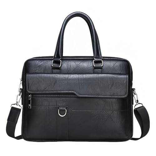 Image of Men's Leather Laptop Bag 15 IN, Water-Resistant Briefcase Messenger Bag for Work, Business, Shoulder Crossbody Office Satchel