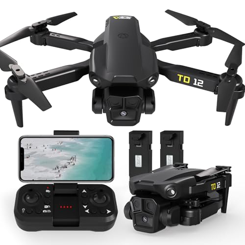 Toladrone Dron con Camara, FPV Drone para Principiantes Mini Drones para Niños con Cámara ESC 90, Posicionamiento Óptico del Flujo, Quadcopter RC para Adultos TD12