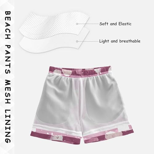 Pigsaly Boys Swim Trunks Cute Mauve Dusty Rose Rabbit Boys Board Shorts Swimsuit Swimwear Summer Bathing Suit 4T4