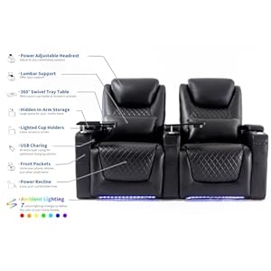 Hometheaterseatingseatstheaterreclinerchairsofagamemovietheaterchairswith7colorsambientlightinglumbarpillowsidepockettraytablepowerreclineblack Urban Country Home Decor Home theater seating seats theater recliner chair sofa game movie theater chairs with 7 colors ambient lighting lumbar pillow side pocket tray table power recline black urban country home decor