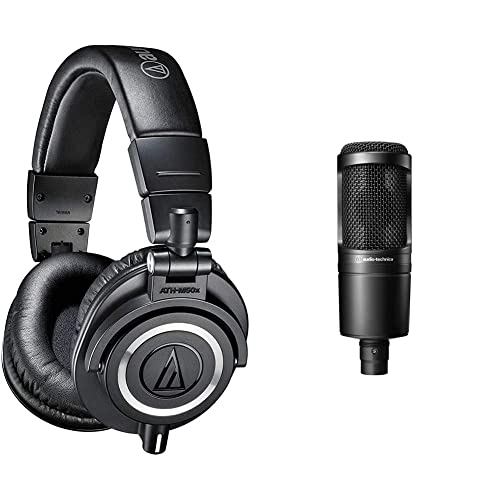 Audio-Technica M50X Cuffie Professionali Da Studio Per Registrazione In Studio, Creatori, Dj & At2020 Microfono Cardioide A Condensatore Per Voce Fuori Campo, Podcasting, Streaming E Registrazione