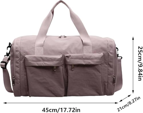 Duffle Bag Folding Design, Lightweight with Carry Handles, for Sports, Hiking, Weekend, Airplane, and Camping, 25X45X21cm (Maroon)2
