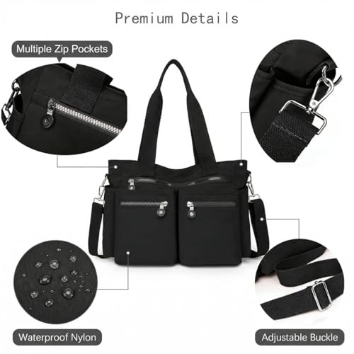 Bolso Tote Crossbody con cierre y múltiples bolsillos miniatura 5