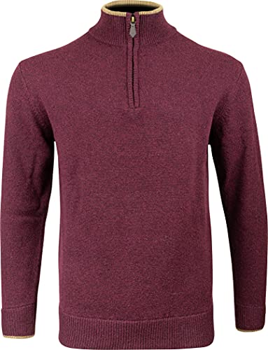 JACK PYKE - Pull Ashcombe - 100 % laine d'agneau - zippé - Prune - M