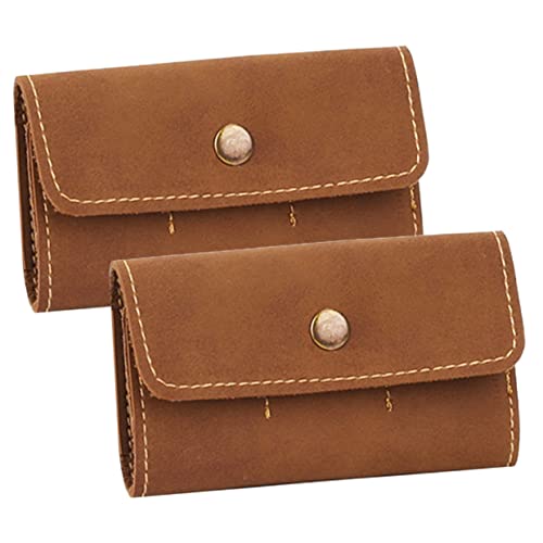 LALAFINA 2pcs Retro PU Memory Card Holder Organizer Protects Organizes Cards for Travel Storage Durable Sturdy Design
