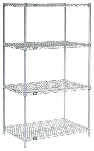 Nexel Poly-Z-Brite Adjustable Wire Shelving Unit, 4 Tier, Heavy Duty Organizer Rack Multi-Purpose Storage Shelf, 14