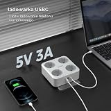 TESSAN Gniazda USB C, Wiele Gniazd 4 Gniazda Schuko z 1 USB C i 2 USB A, do Gniazd 4000 W, Gniazdo USB 7 w 1 do Biura, Kuchni, Gniazdo ścienne Szare