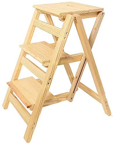 Échelle étagère pliable LUNEZY à 3 niveaux en bois pour rangement et fleurs