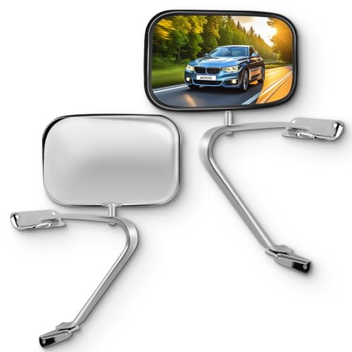 SCITOO Side Mirrors Pair Chrome Side View Mirror by Replacement Mirror fit 1980-1996 For Ford For F150 For F-250 For F-350 F450 Ranger Bronco Explorer Truck Pickup Plastic
