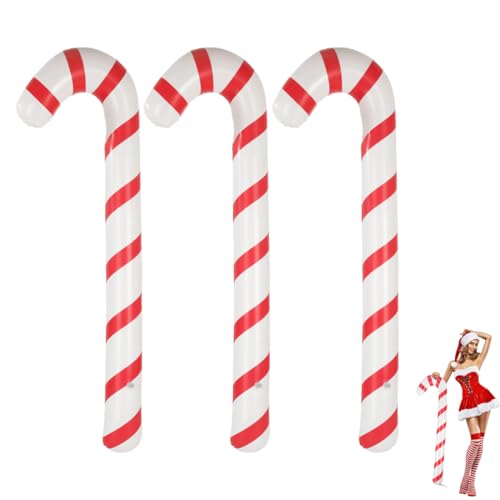 YUVKIN 3 Piezas Bastones de Caramelo Inflables Decoración Navideña Grande Decoración Navidad Exterior Puerta Árbol de Navidad (87 cm) (Rojo-Blanco) YUVKIN 3 Piezas Bastones de Caramelo Inflables Decoración Navideña Grande Decoración Navidad Exterior Puerta Árbol de Navidad (87 cm) (Rojo-Blanco)