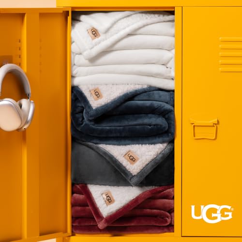 UGG Nita Twin Blanket, Reversible Plush Fleece, 66" x 90", Blue - image 9