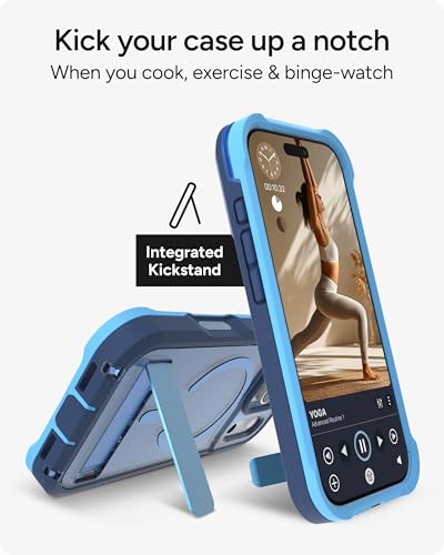 Image of ZAGG Rainier Case with Kickstand for iPhone 17 Pro - Blue Cobalt Horizon, Graphene 22ft (7m) Drop Protection, Lanyard Attach Points, MagSafe, Wireless Charging Compatible, 2-Piece Design, Phone Case