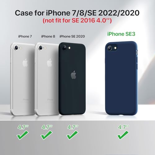 Image of Miracase Ultra Slim Designed for iPhone SE Case 2022(3rd Gen) /iPhone SE 2020 Case(2nd Gen) /iPhone 7 Case /iPhone 8 Case with Screen Protector, Multi-Color Silicone Shockproof Phone Case(Dark Blue)