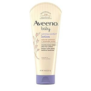 Aveeno Baby Calming Comfort Moisturizing Lotion with Relaxing Lavender & Vanilla Scents, Non-Greasy Body Lotion with Natural Oatmeal & Dimethicone, Paraben- & Phthalate-Free, 8 fl. oz