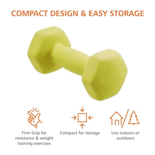Image of AmazonBasics Neoprene Dumbbell Pair, 2 x 2.5Kg (Green)