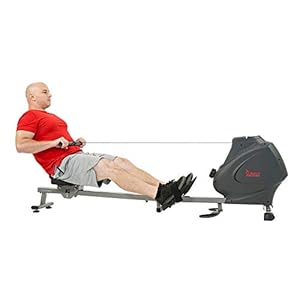 Sunny Health & Fitness Multi-Function Premium Magnetic Rowing Machine, Bicep Curls, Upward Rows, Seated Rows, Foldable Slide Rails, Digital Monitor, Optional Free SunnyFit App Connection