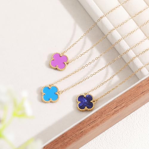 Clover Pendant Necklace Set for Women 18K Gold Plated Four Leaf Clover Necklace Lucky Simple Jewelry Gifts for Women 3Pcs4