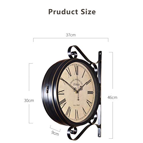 Horloge double face en fer vieilli rétro pour extérieur - 8