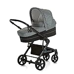 Hauck 3 in 1 Kinderwagen komplettset Atlantic Plus Trio Set, inkl. Babyliegeschale Kinderautositz Gruppe 0 für Isofix Base Beindecke Cupholder leicht, ab Geburt bis 22 kg, Melange grey/Caviar