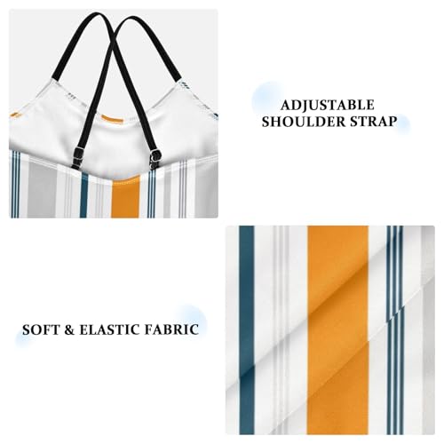 Blue Orange Gray Stripes Girls 1 Piecing Swimsuits Kids Bathing Suit Girl Swim Suits for Girls Beach3