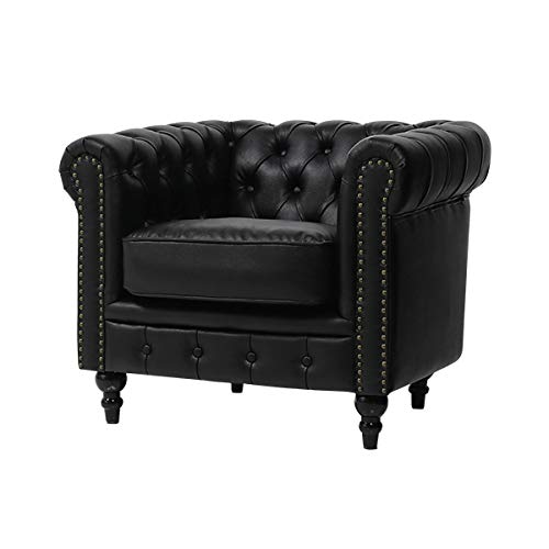 Amazon｜ブラックPUレザーコンパクトチェスターフィールドシングル