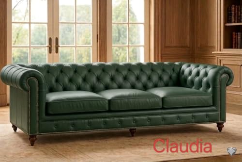 Image of Modern Classic Design Leatherette Luxury Chester Sofa Set with Button Tufted, Sofa for Living Room Home, Office, Bar, Hotle and Lobby, Living Room Set (Green, 3 Seater Sofa)