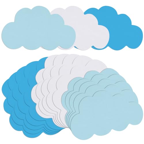 Image of Vuzvuv Blue White Cloud Cutouts Paper for Bulletin Board Decorations