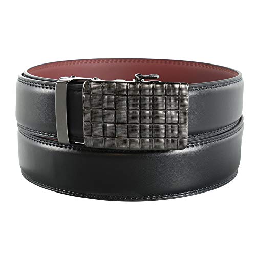 Mens Leather Belt With Adjustable Automatic Ratchet Buckle Mechanism mens dress belt3