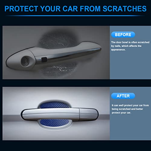 4Pcs Car Door Handle Cup Stickers, Carbon Fiber 3D Auto Bowl Anti-Scratches Protective Films, Vehicle Door Paint Protection Cover Guard, Car Accessories Universal For Truck, Suv, Van (Navy) #TOP3
