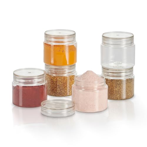 Steelo Homely Plastic Kitchen Jar Container Set Kitchen Organiser Air Tight Jar Container Set Fridge safe US FDA Approved PET Food Grade Heavy Duty Material, BPA Free (Clear, 200 ml, Pack of 6)