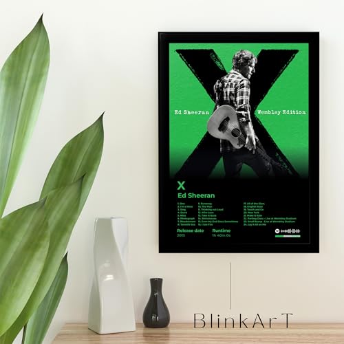 Image of BLINKART ED SHEERAN- X Wall Photo Frames | Wall Art for Bedroom, Living Room, Studio or Office | Album Cover Print with Spotify Song Link QR Code | Gift for Fans - 8x12 In