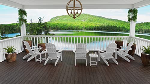 Polyteak Adirondack Chair Set Of 2, Premium Weather Resistant Poly Lumber, Outdoor Patio Furniture, Up To 300 Lb, Plastic Adirondack Chairs For Porches, Decks, And Pool Side, Element Collection, White #TOP3