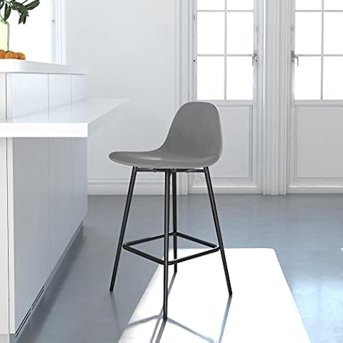 REALROOMS Brandon Modern Velvet Fabric Upholstered Kitchen Dining Counter Stool with Metal Legs for Kitchen Dining Room or Bar, Grey Velvet Cover