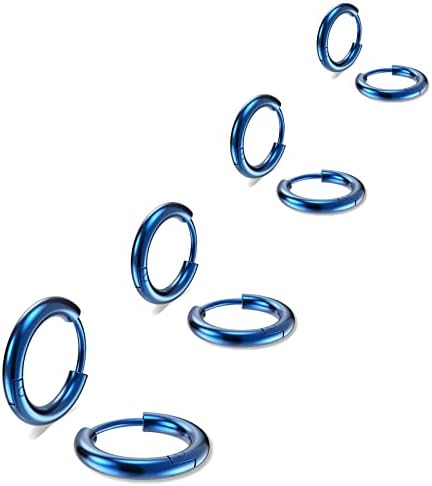 316L Surgical Stainless Steel Small Hoop Earrings 8mm 10mm 12mm 14mm Hypoallergenic Huggie Hoop Earrings Helix Lobes Hinged Sleeper Earrings Cartilage Piercings