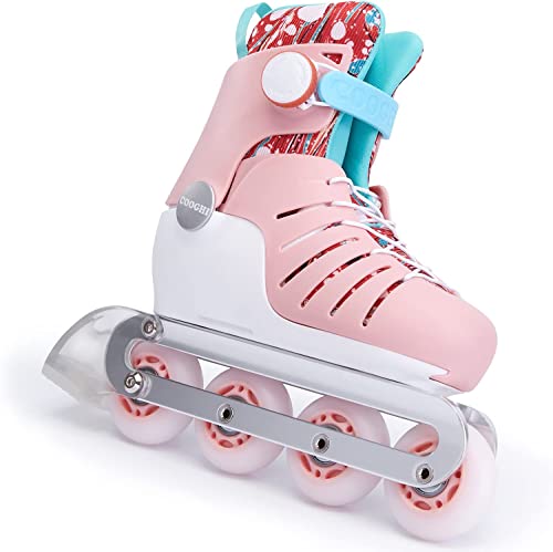 Cooghi Inline Skates For Kids, Kids Roller Skates With Light Up Wheels, 4 Sizes Adjustable, Cool Buckle System, Removable Inner, Fun Illuminating Skates For Ages 4-7 Girls And Boys - Pink #TOP15