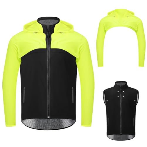 Men's Cycling Running Jacket, Lightweight High Visibility Reflect...