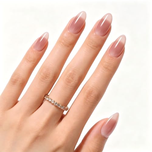AzureBeauty Short Almond Press On Nails, Iced Rose...
