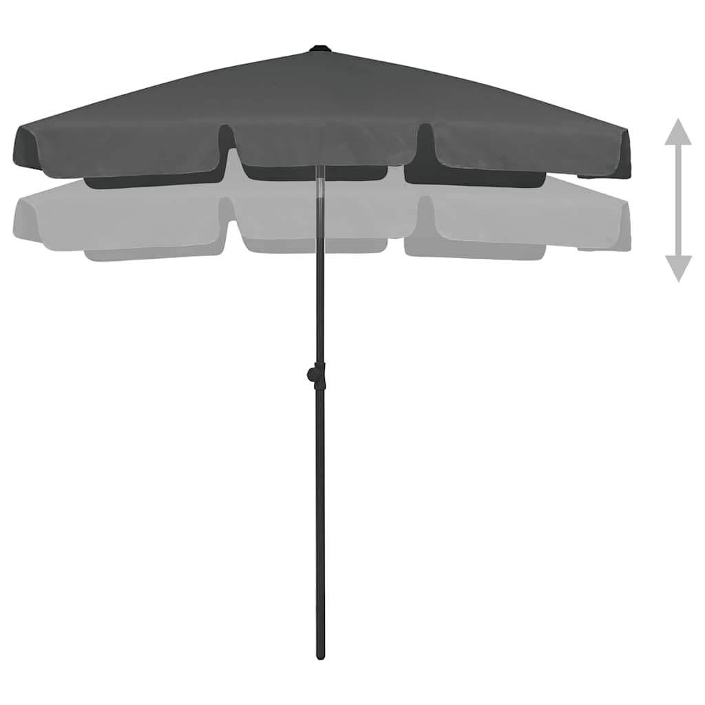 Generisch Parasol plażowy żółty piaskowy 180 x 120 cm wykonany z odpornego na promieniowanie UV i odpornego na kolor poliestru, ze stabilnymi żebrami parasola i mechanizmem przechylania w dowolnym