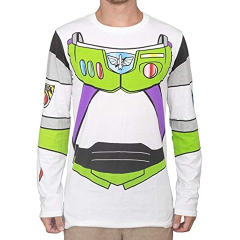 Mad Engine Toy Story I am Buzz Lightyear Adult Long Sleeve Costume T-Shirt White Cover
