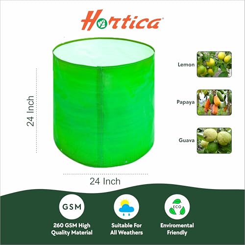 Image of Premium HDPE UV Stabilised Grow Bag 24x24 Inch (Pack of 1) | 260 GSM Heavy Duty Round Planter Bag | Reusable Fabric Pot for Terrace, Balcony & Vegetable Gardening